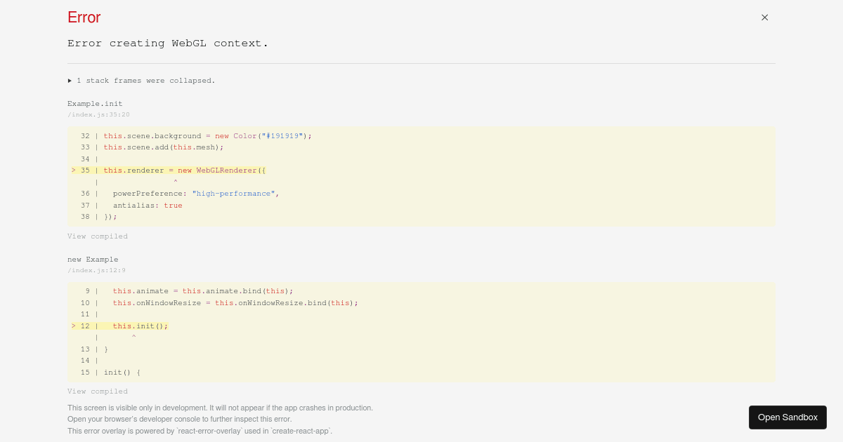 three.js bare example - Codesandbox