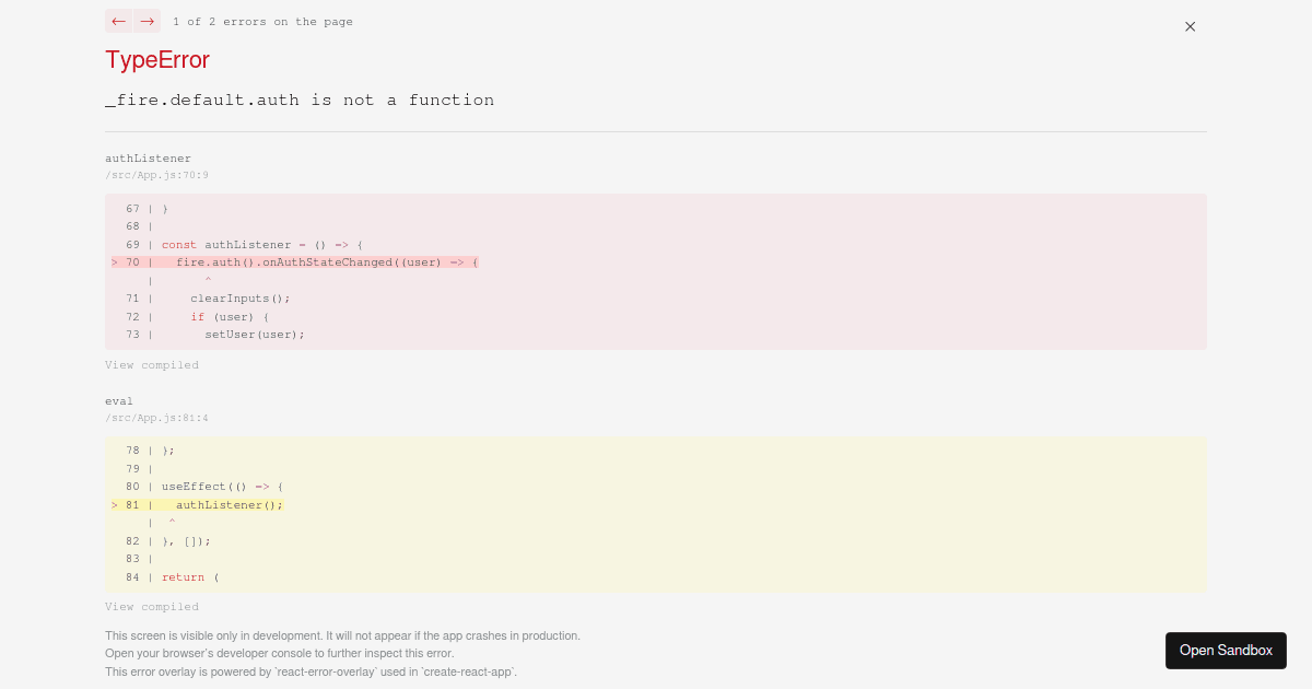 firebase login - Codesandbox