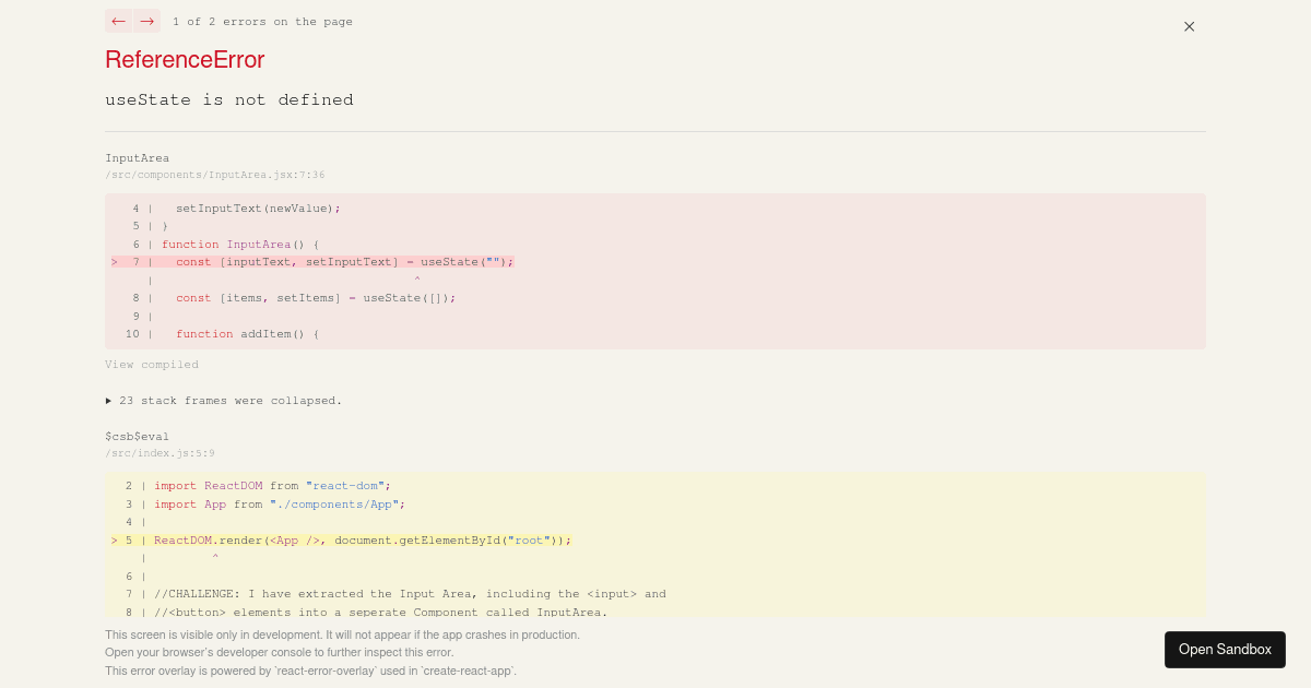 Managing a Component Tree Practice (forked) - Codesandbox