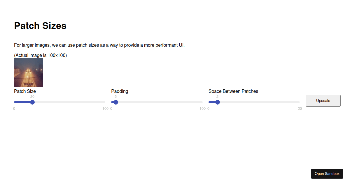 patchsizes Codesandbox