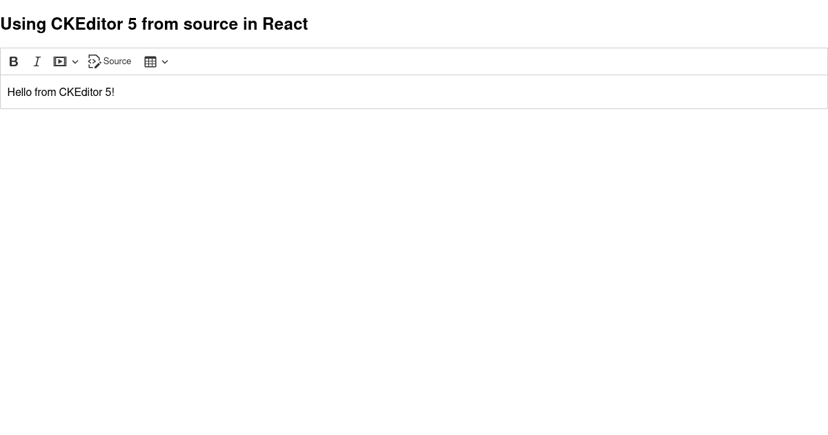 Ckeditor 5 with media embed and source (forked) - Codesandbox