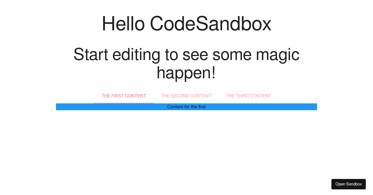Implementing Materialize tabs - Codesandbox
