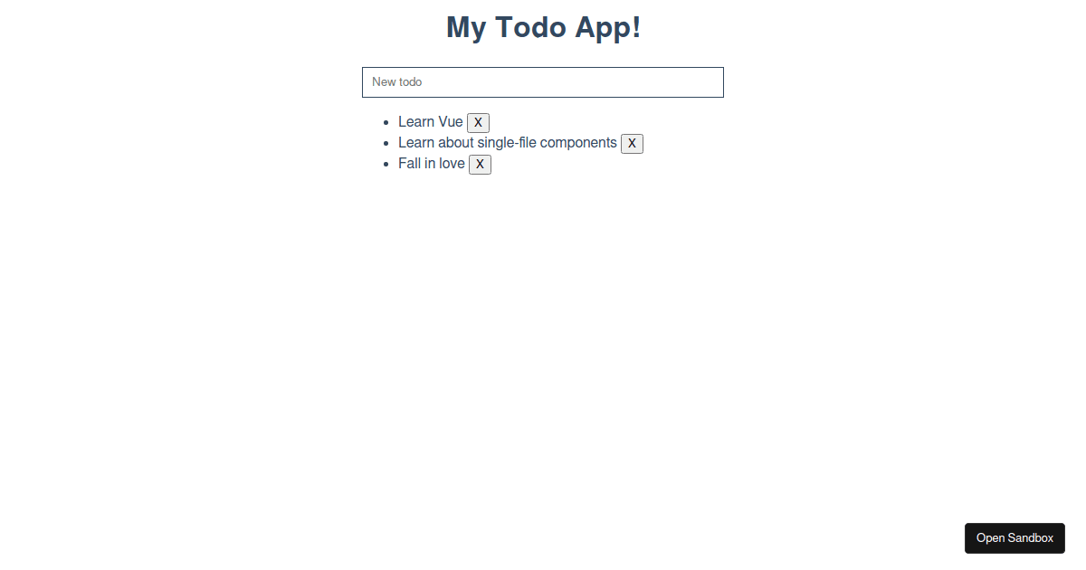 Simple Todo App with Vue - Codesandbox