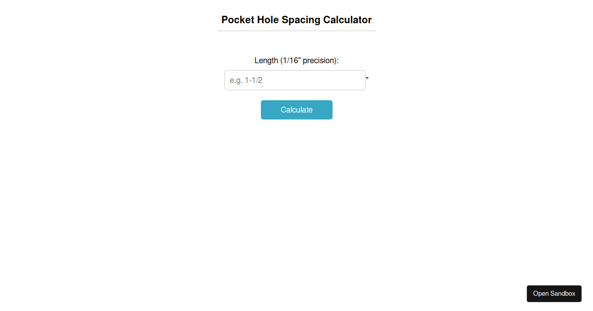 Pocket Hole Spacing Calculator Codesandbox