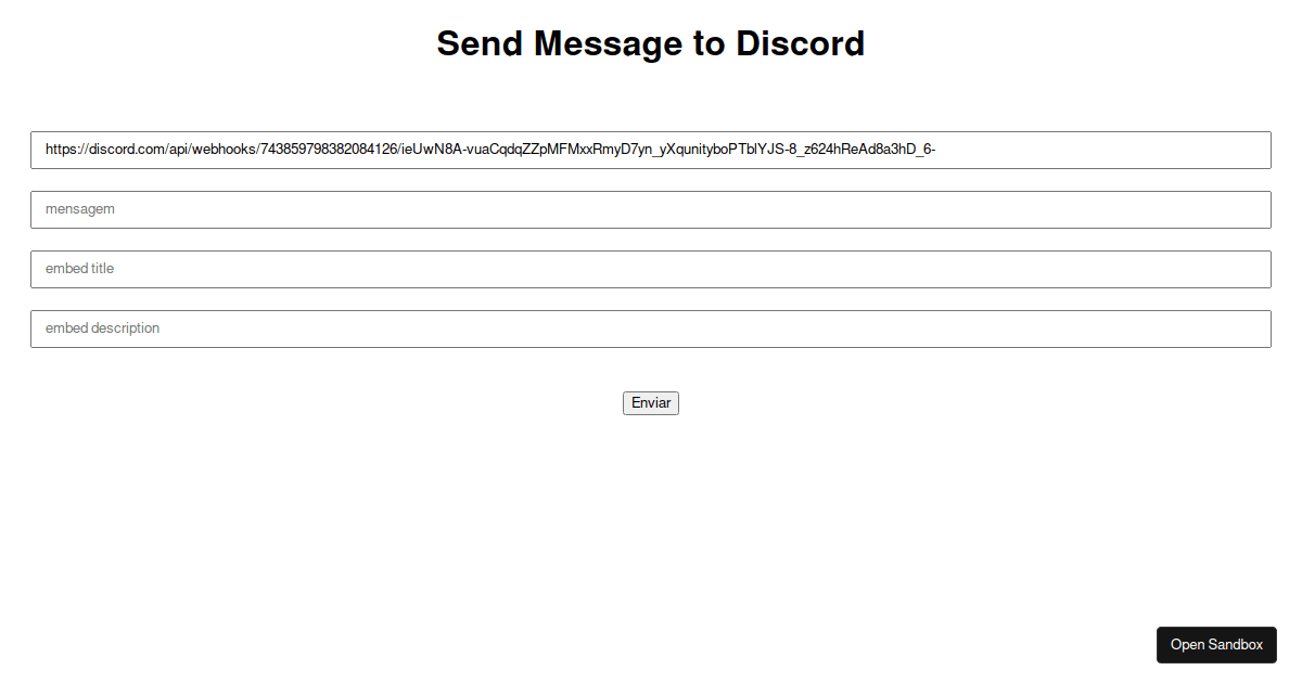 send message from webhook - Codesandbox