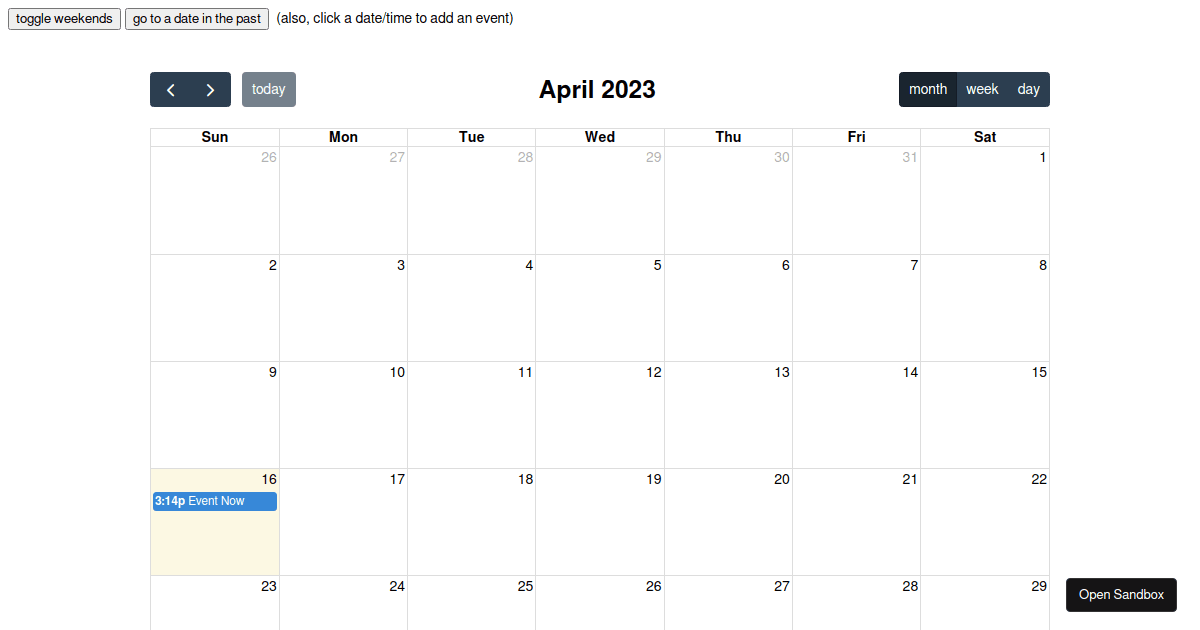 FullCalendar React - Codesandbox