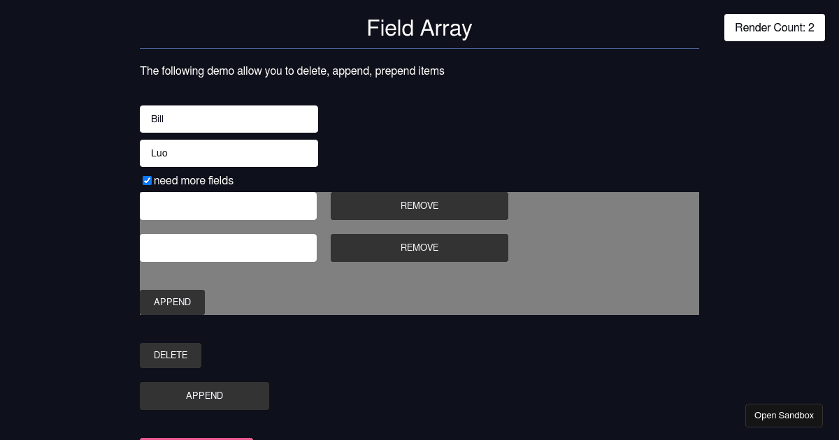 React Hook Form - useFieldArray Template - Codesandbox