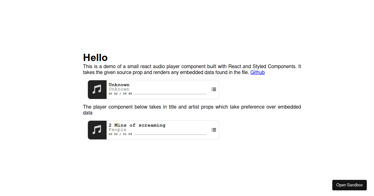 React - ID3 Audio Player demo - Codesandbox