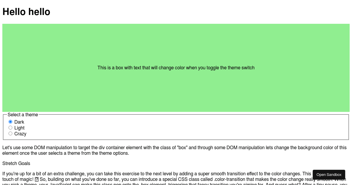Dom Manipulation Exercise - Codesandbox