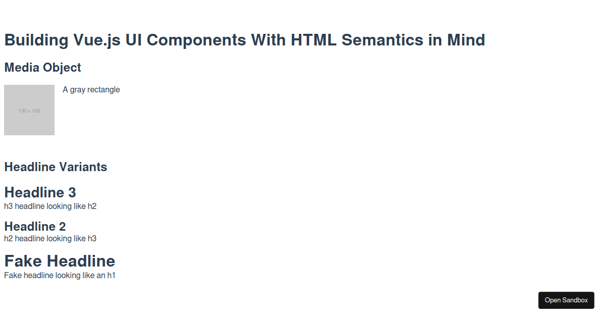 Building Vue.js UI Components With HTML Semantics in Mind - Codesandbox