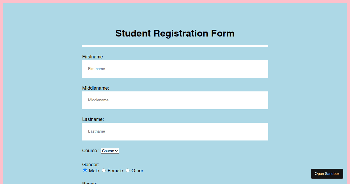 Student Registration Form Template