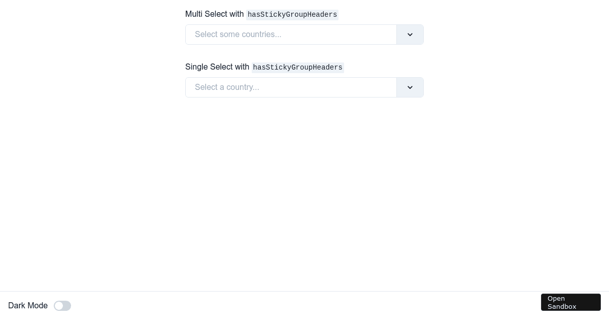 chakra-react-select - hasStickyGroupHeaders - Codesandbox