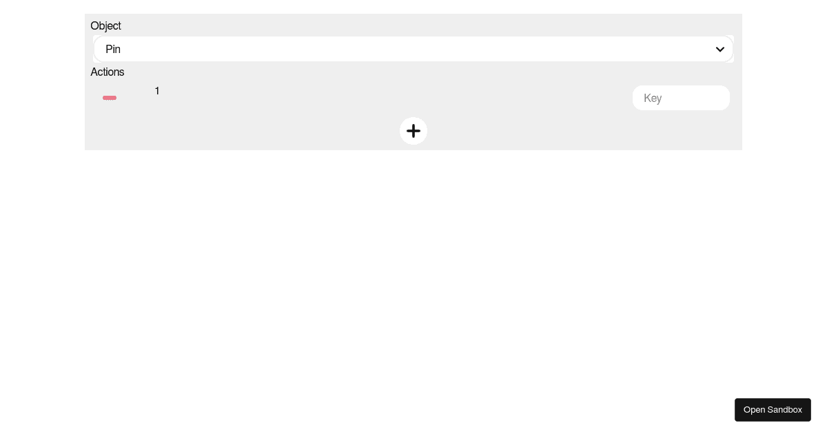 Actions Selector - Codesandbox