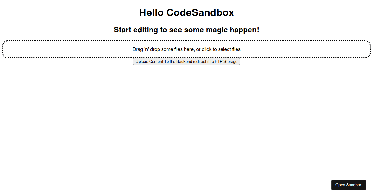 dropzone - upload with express backedn - Codesandbox