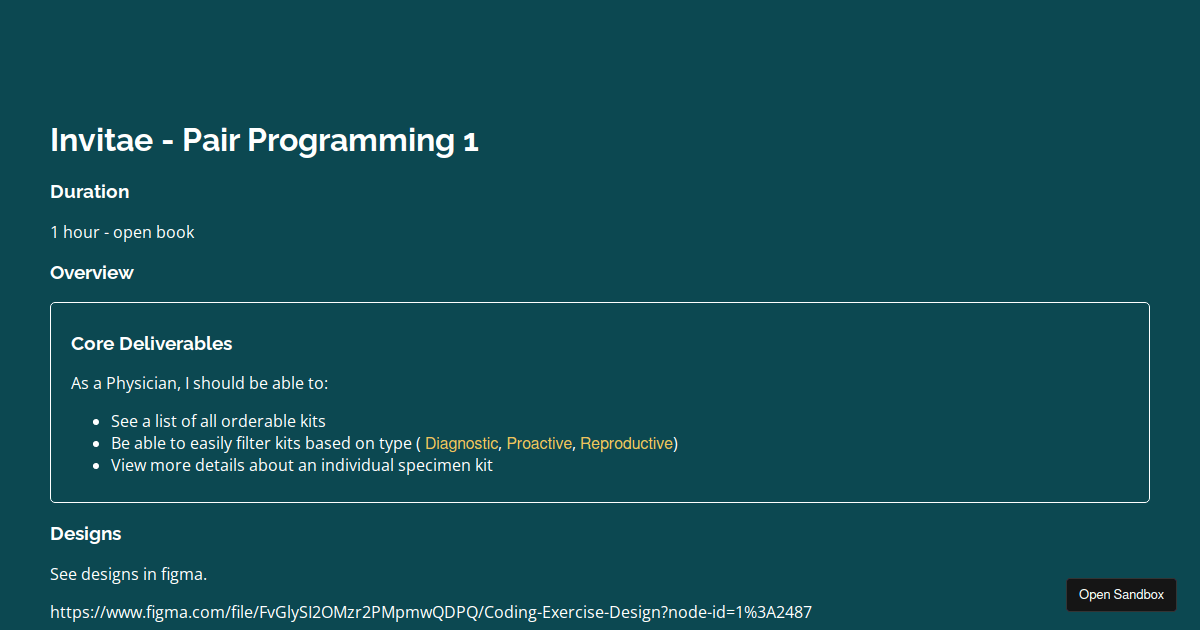 invitae-pair-programming-exercise-1 - Codesandbox