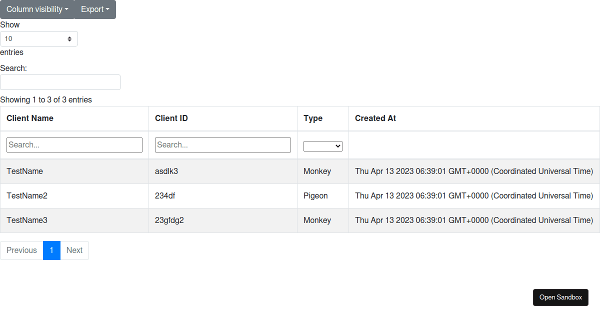React Datatables - Codesandbox