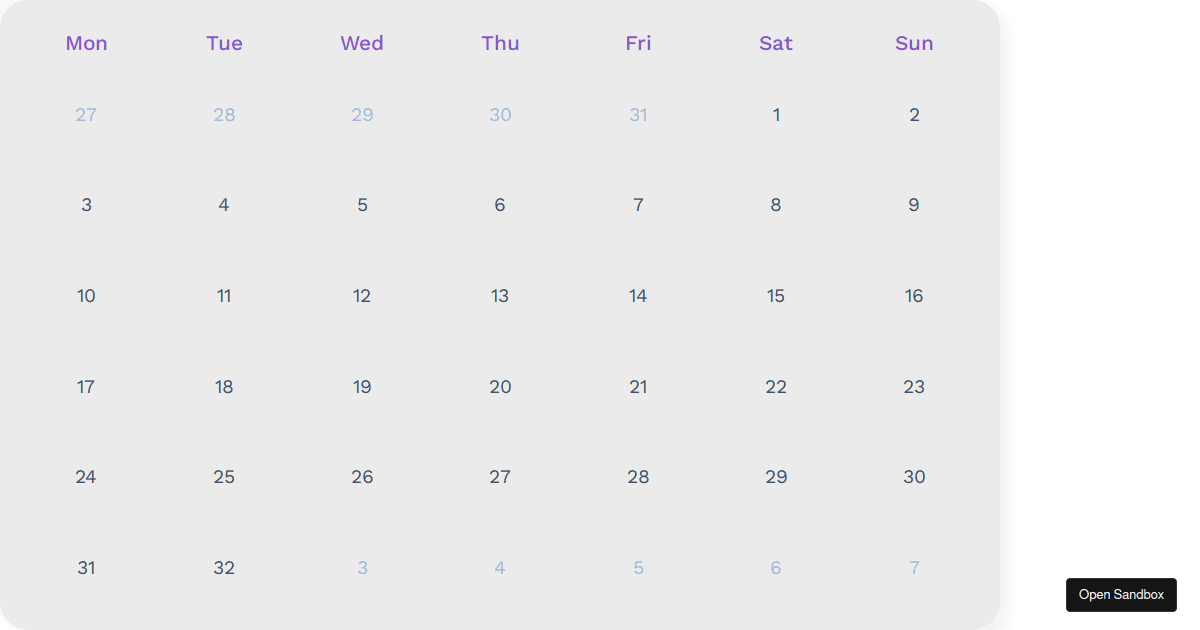calendar - Codesandbox