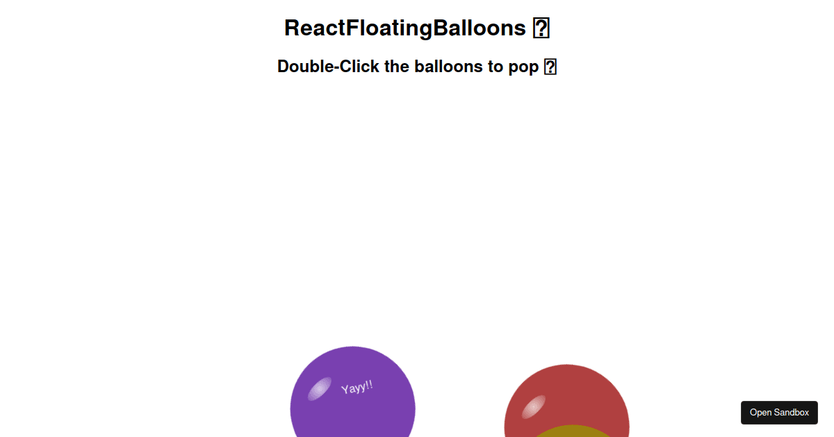 react-floating-balloons-hangOnTop-example - Codesandbox
