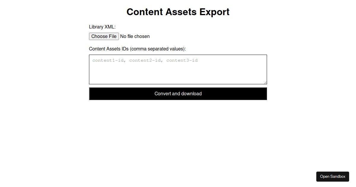 Content Assets Export - Codesandbox