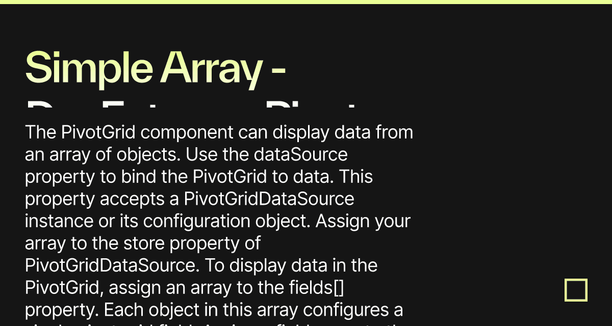 Simple Array - DevExtreme Pivot Grid - Codesandbox