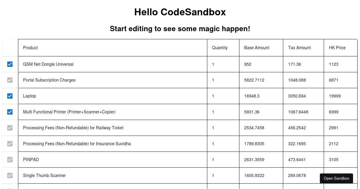 CheckboxIndent - Codesandbox