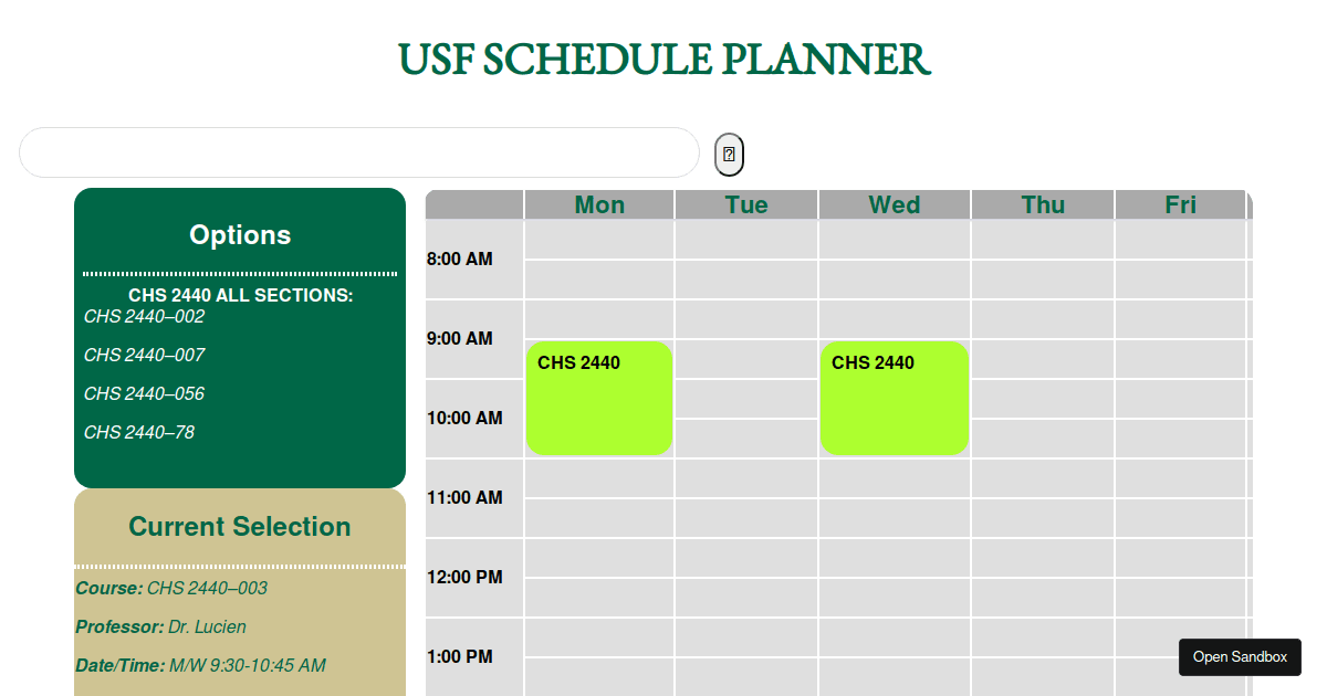 THIS IS THE RIGHT SCHEDULE (forked) - Codesandbox