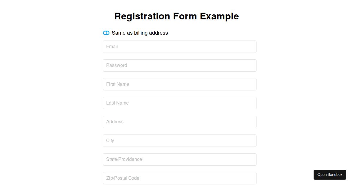 React Hooks Guide Registration Form Codesandbox