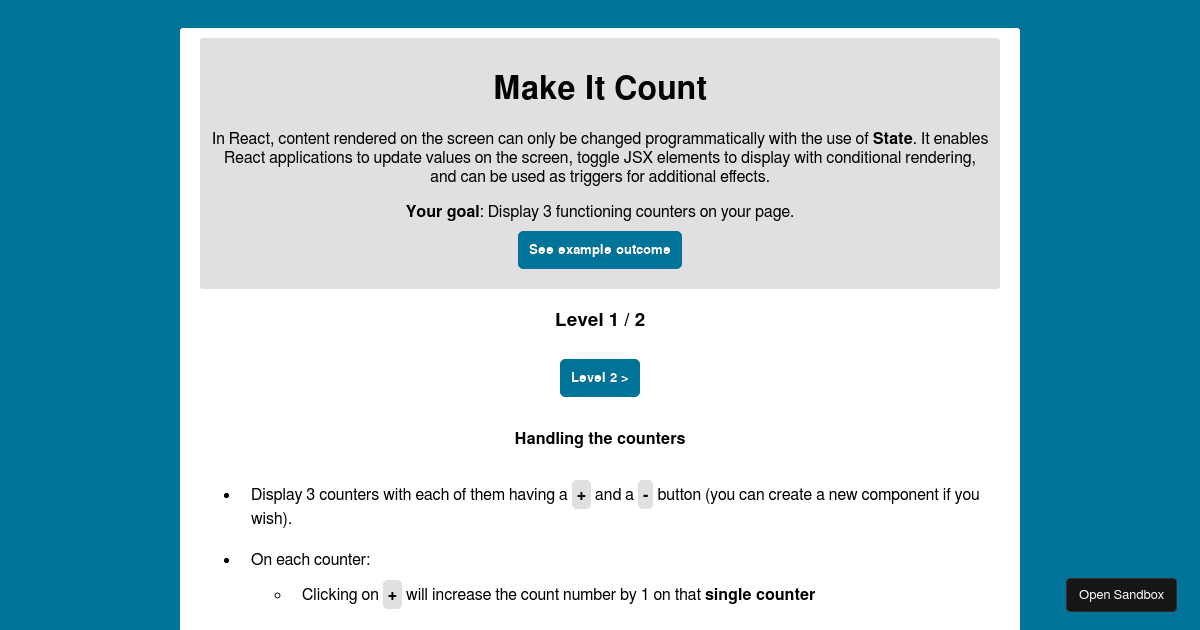 React Hooks useState - Make it count (forked) - Codesandbox