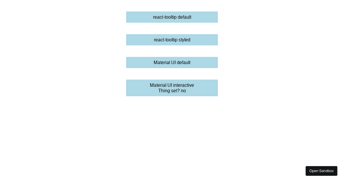 React-tooltip Vs Material UI Tooltip (forked) - Codesandbox