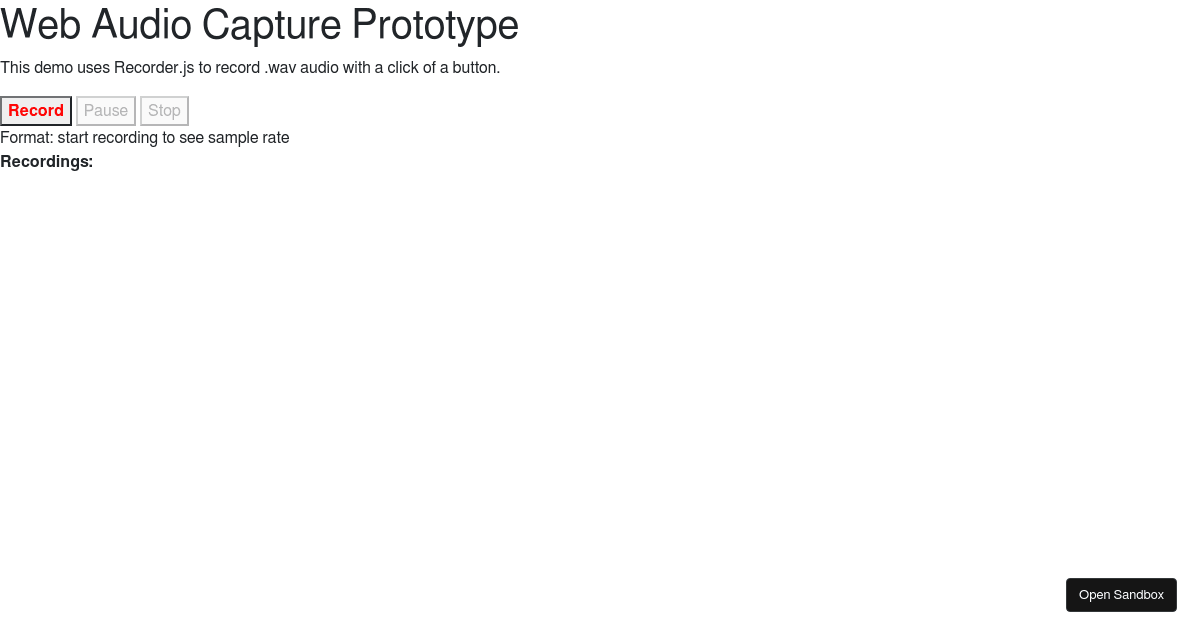 Web Audio Capture - Codesandbox