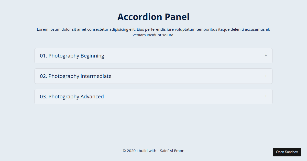 JS Accordion / Collapse Panel Codesandbox