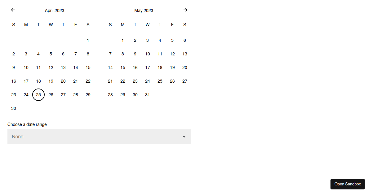 Calendar with multiple months Codesandbox