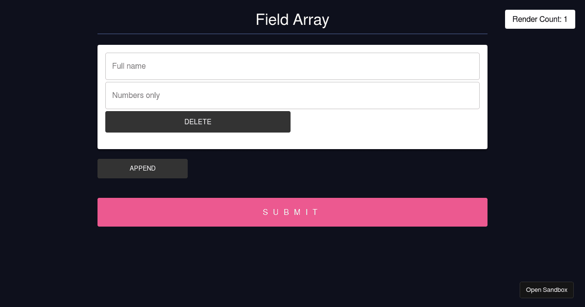 React Hook Form - useFieldArray (forked) - Codesandbox