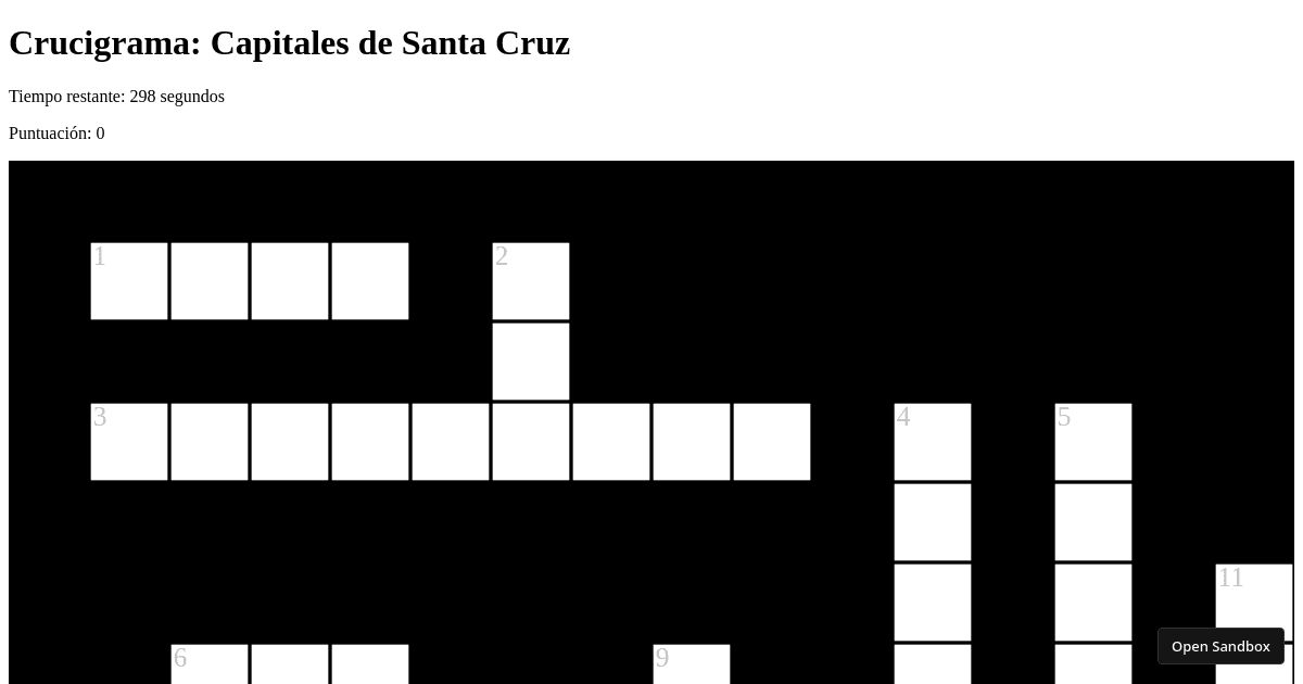 Prueba de crucigrama (forked) - Codesandbox