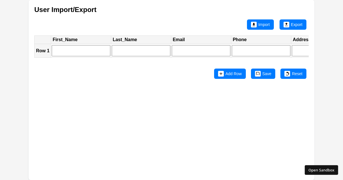 React Js Excel Edit (forked) - Codesandbox