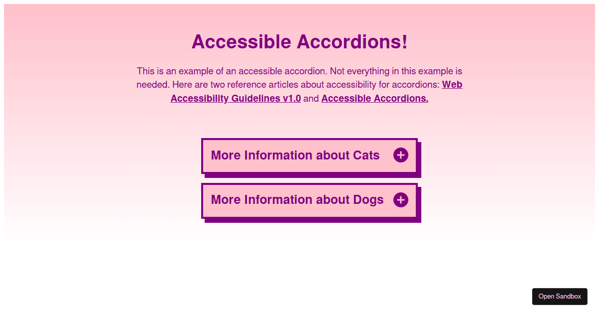accessibleaccordionsreact Codesandbox