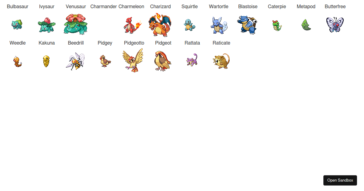 jsx-free pure-functional pokedex - Codesandbox