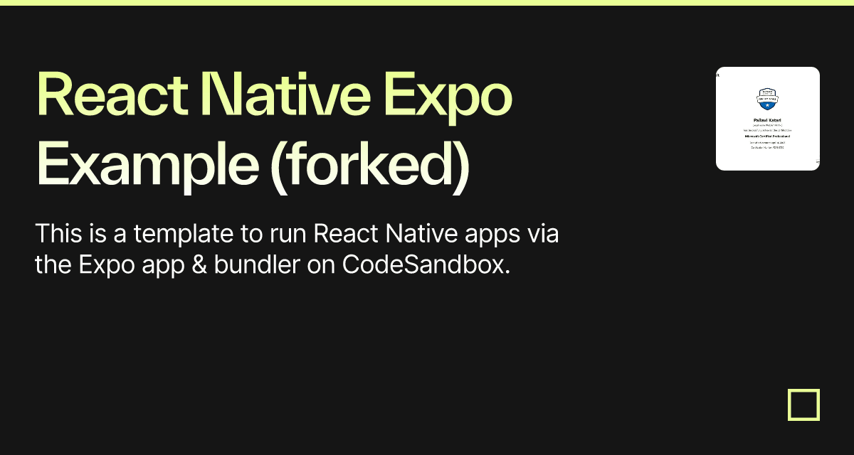 React Native Expo Example Forked Codesandbox