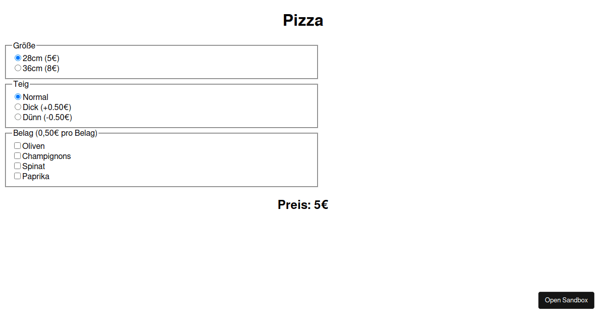 pizza - Codesandbox