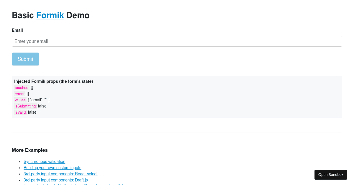 Formik Example - Codesandbox