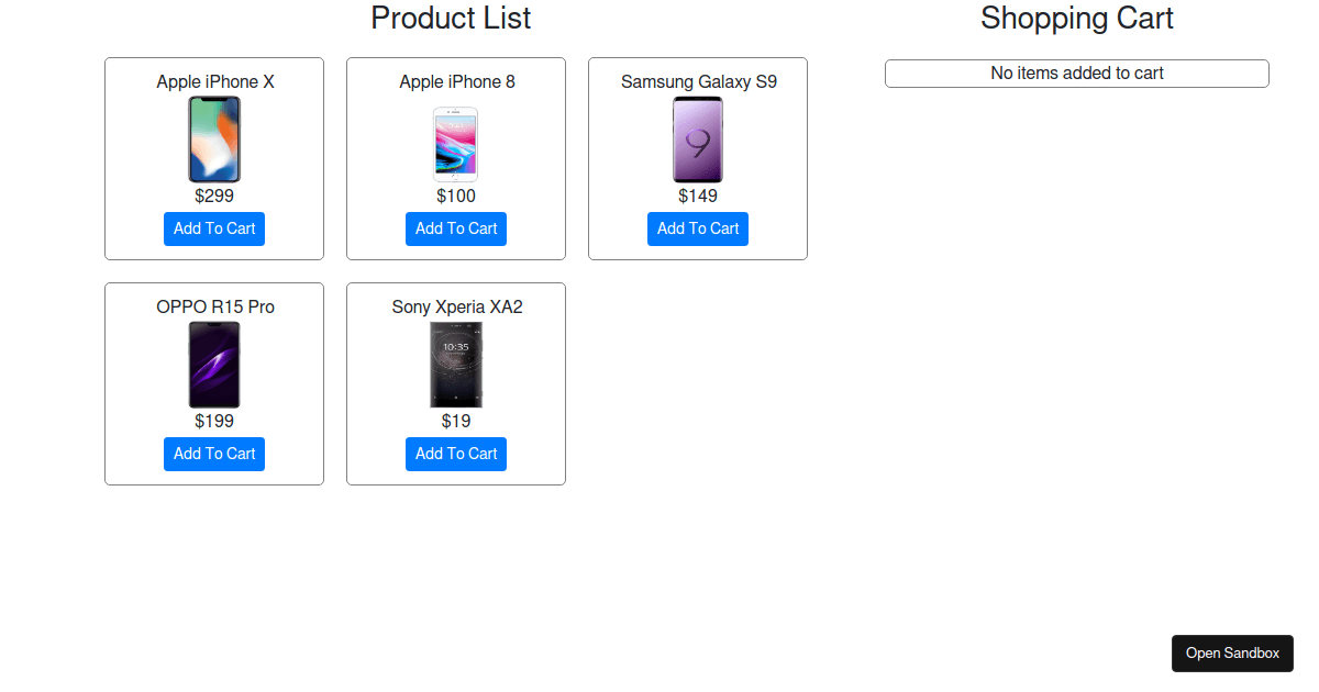 Cart With Redux - Codesandbox
