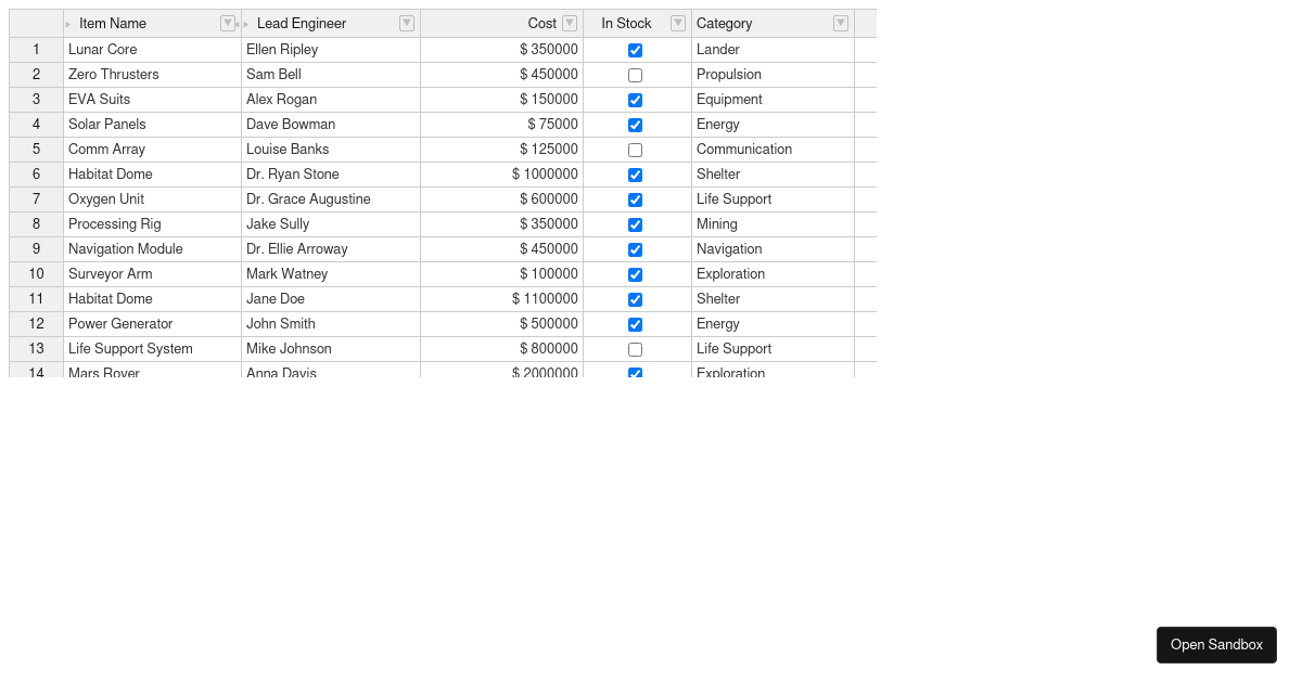Handsontable Javascript handsontable-javascript-demo - Codesandbox