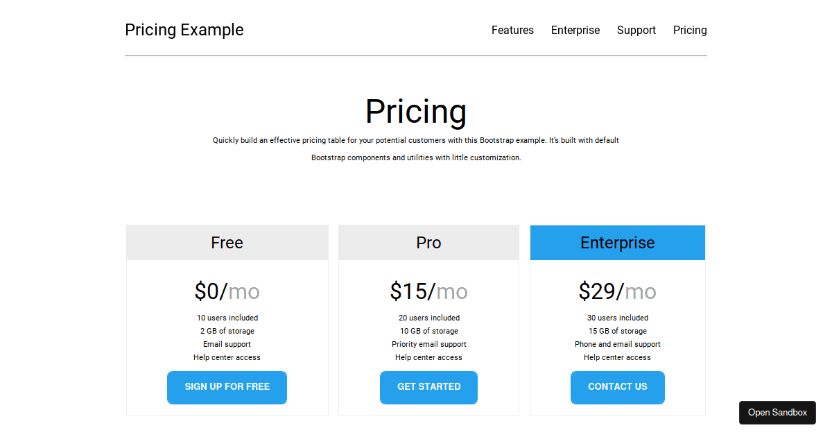 pricing - Codesandbox