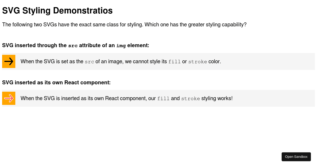 SVG Styling Demo - Codesandbox