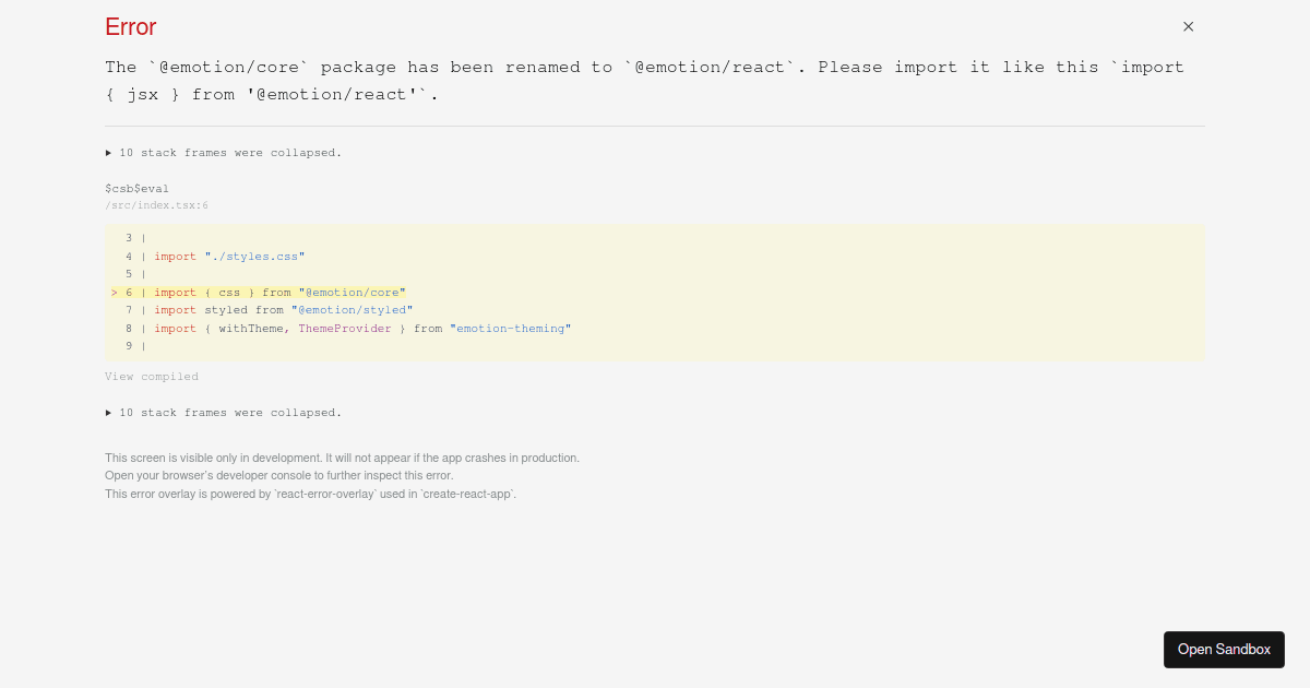 Emotion Typescript Example - Codesandbox
