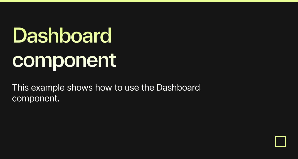 Dashboard component - Codesandbox