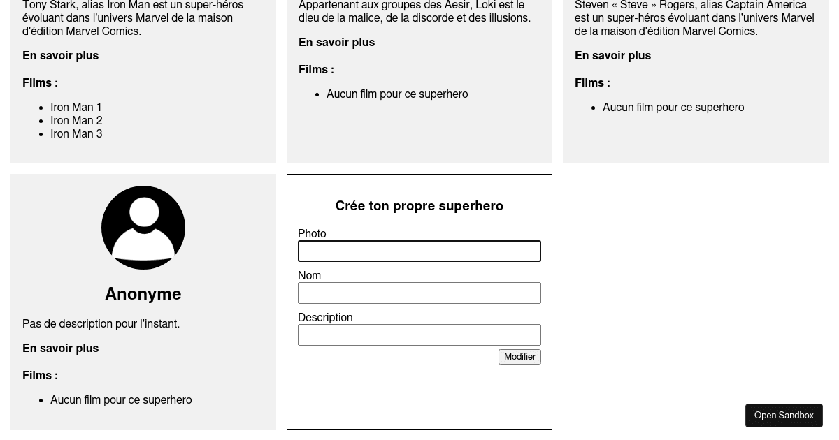Ajouter un effet de hover - Codesandbox
