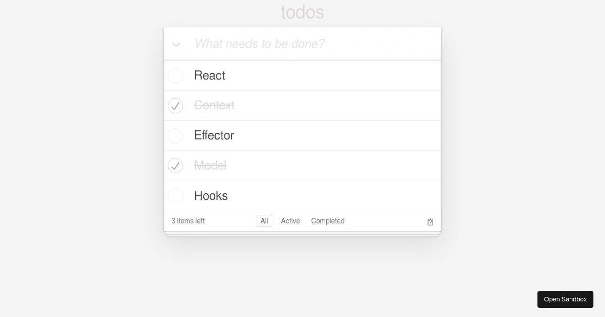 React To-Do List (Model driven approach) - Codesandbox