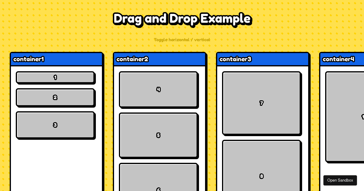 React multiple container drag and drop (forked) - Codesandbox