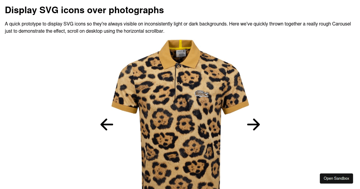 Display SVG icons over photographs - Codesandbox